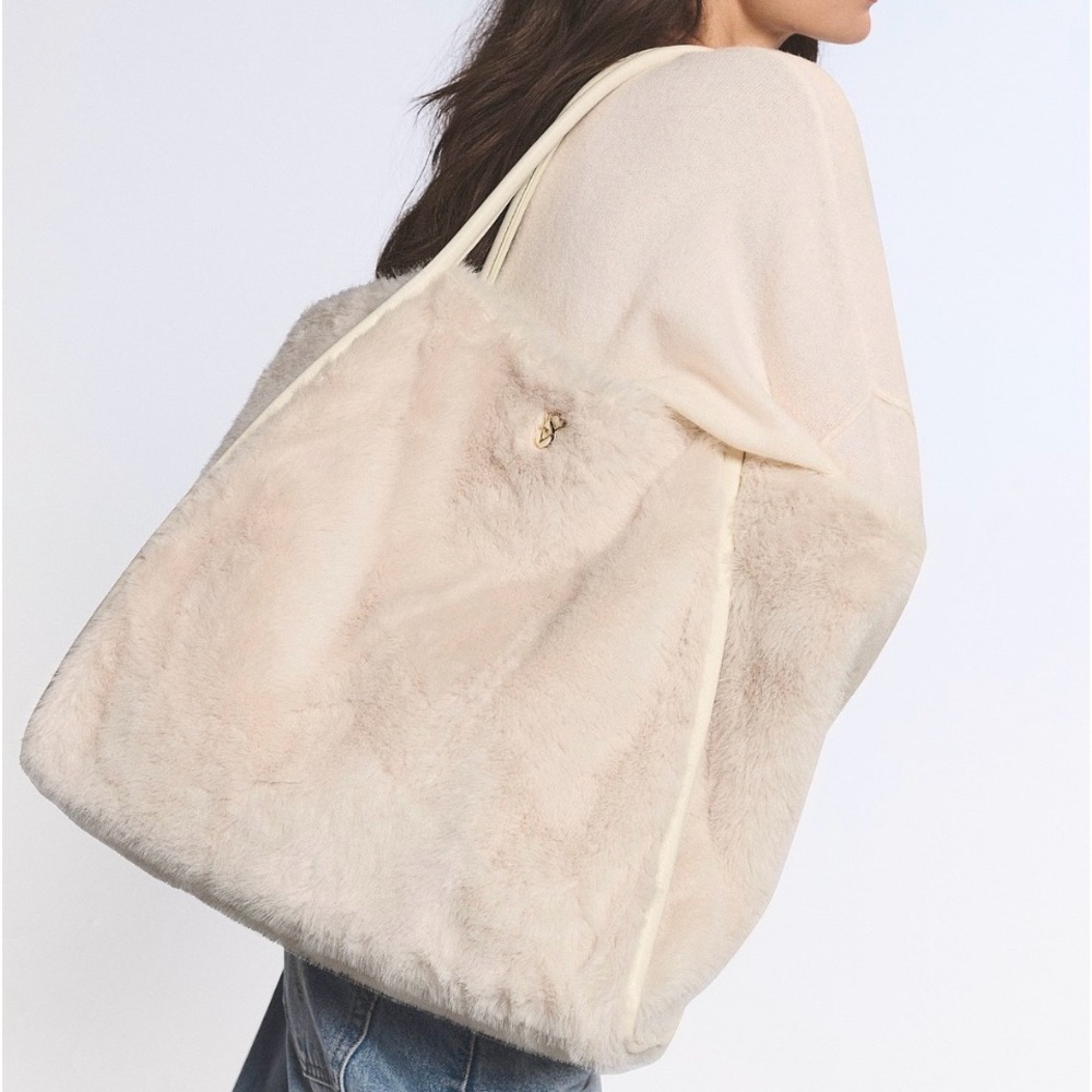 Victoria’s Secret Plush Faux Fur Tote Ivory